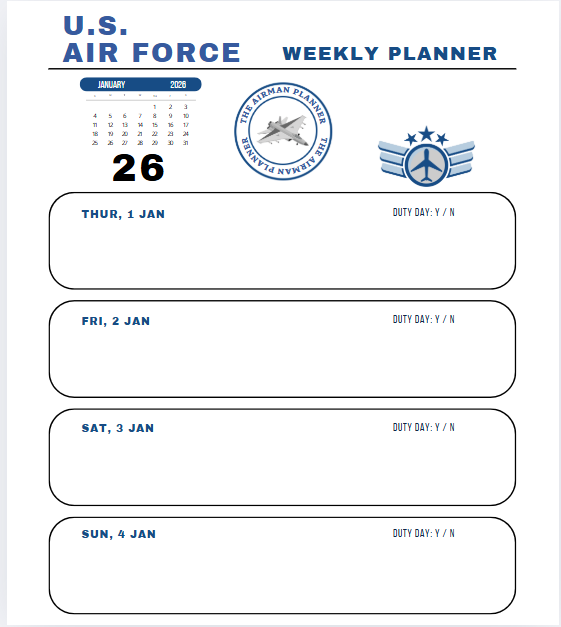 2026 U.S. Airforce Planner